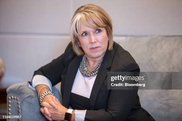 Michelle Lujan Grisham, governor of New Mexico, listens during an interview at her office in Santa Fe, New Mexico, U.S., on Thursday, Aug. 8, 2019....