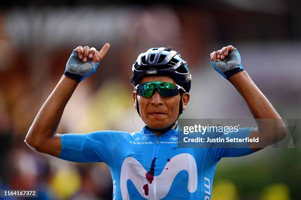 Arrival / Nairo Quintana of Colombia and Movistar Team / Celebration / during the 106th Tour de France 2019, Stage 18 a 208km stage from Embrun to...