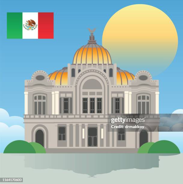 palacio de bellas artes in mexiko-stadt - opera house stock-grafiken, -clipart, -cartoons und -symbole