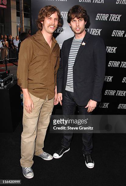 Jon Heder and Brother arrives at the Los Angeles premiere of "Star Trek" at the Grauman's Chinese Theater on April 30, 2009 in Hollywood, California.