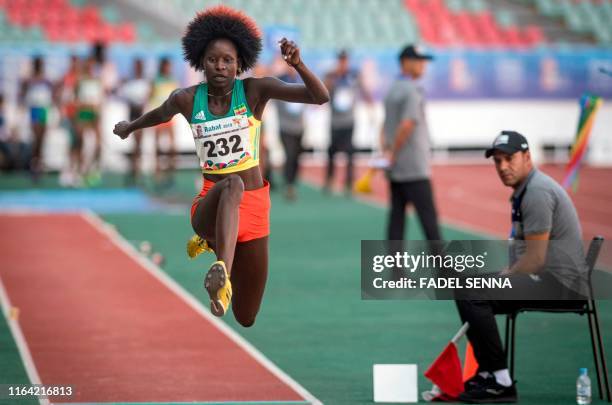 Ethiopia's Ajuda Oumde Ochan competes in the Women's Triple Jump Final at the 12th edition of the "African Games" on August 26, 2019 in Rabat.