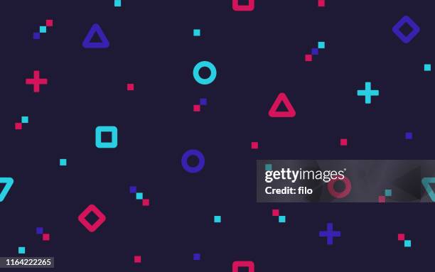 digital technology gaming abstract background - geometric seamless pattern stock illustrations