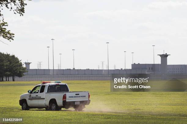 Truck is used to patrol the grounds of the Federal Correctional Complex Terre Haute on July 25, 2019 in Terre Haute, Indiana. Today U.S. Attorney...
