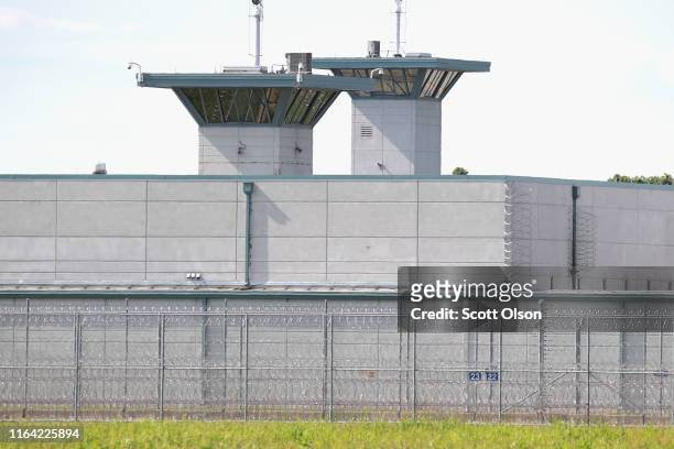 Guard towers rise above the grounds of the Federal Correctional Complex Terre Haute on July 25, 2019 in Terre Haute, Indiana. Today U.S. Attorney...