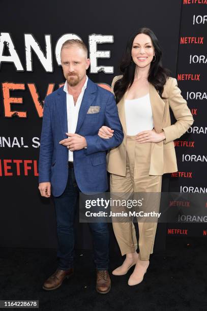 Ben Foster and Laura Prepon attend the "Orange Is The New Black" Final Season World Premiere at Alice Tully Hall, Lincoln Center on July 25, 2019 in...