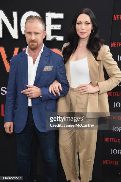 Ben Foster and Laura Prepon attend the "Orange Is The New Black" Final Season World Premiere at Alice Tully Hall, Lincoln Center on July 25, 2019 in...