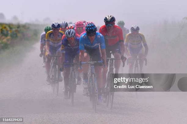 Jurgen Roelandts of Belgium and Movistar Team / James Knox of Great Britain and Team Deceuninck-QuickStep / Moreno Hofland of The Netherlands and...