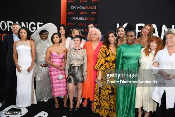 The cast including Selenis Leyva, Danielle Brooks, Diane Guerrero, Beth Dover, Jason Biggs, Jackie Cruz, Uzo Aduba, Alysia Reiner, Natasha Lyonne,...