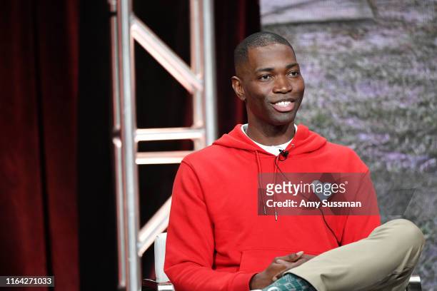 Tarell Alvin McCraney of David Makes Man speaks during the Discovery segment of the Summer 2019 Television Critics Association Press Tour 2019 at The...