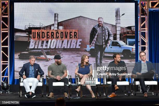 Glenn Stearns, RJ Messenger, Dawn Van Scoter, Aengus James and Tim Warren of Undercover Billionaire speak during the Discovery segment of the Summer...