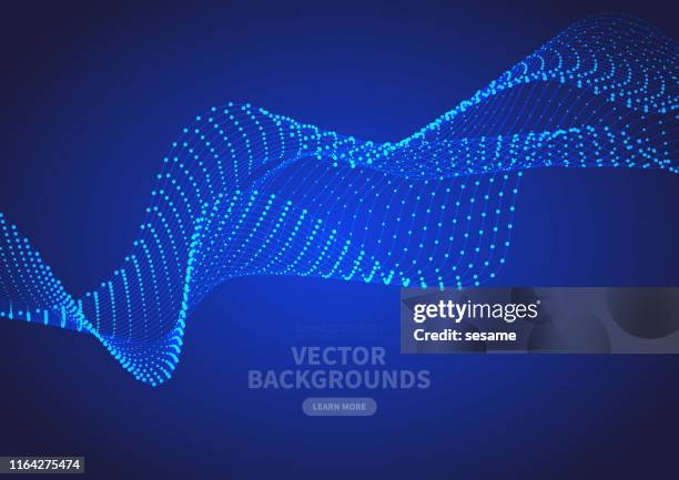 stockillustraties, clipart, cartoons en iconen met achtergrond van partikel curve, blauwe hi-tech toekomstige abstracte achtergrond - sinus