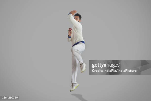 bowler bowling ball on grey background - cricket bowler stock pictures, royalty-free photos & images
