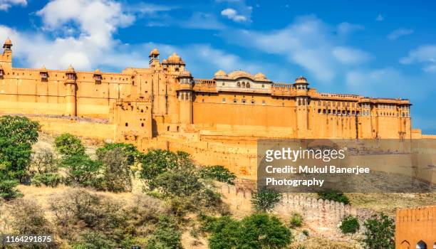 amer fort or amber fort in amer near jaipur, rajasthan state, india - amer fort stock pictures, royalty-free photos & images