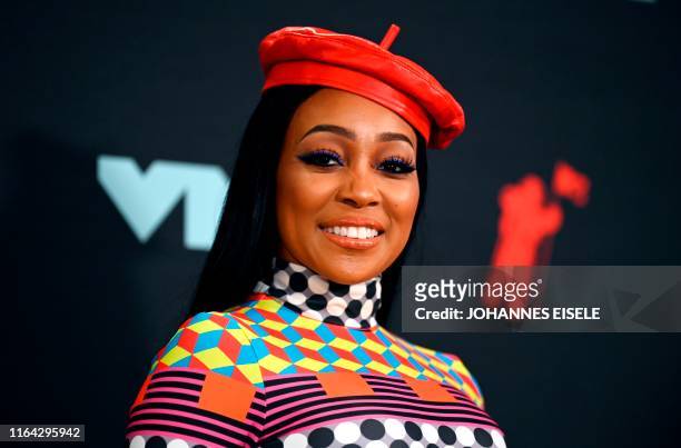 Singer Monica arrives for the 2019 MTV Video Music Awards at the Prudential Center in Newark, New Jersey on August 26, 2019.