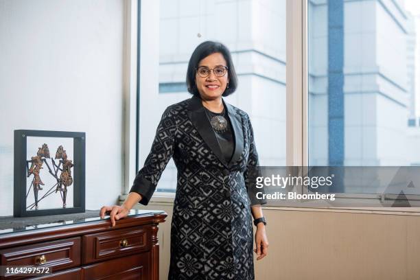 Sri Mulyani Indrawati, Indonesia's finance minister, poses for a photograph following an interview in Jakarta, Indonesia, on Tuesday, Aug. 27, 2019....