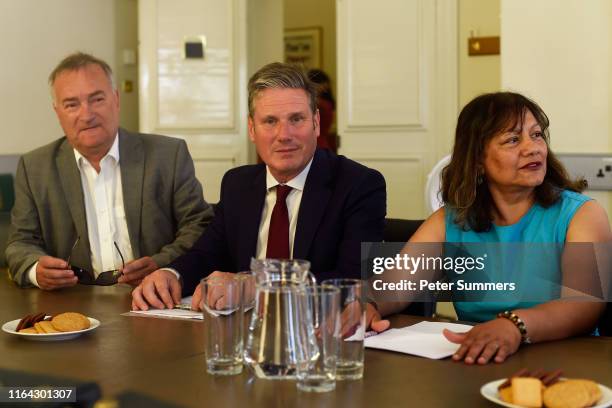 Labour MPs Nick Brown Keir Starmer and Valerie Vaz join Labour Party Leader Jeremy Corbyn, as they prepare for a meeting with other opposition party...