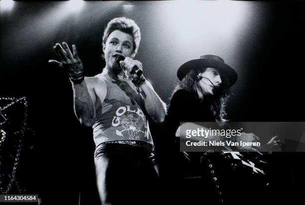 Queensryche, performing on stage, Aardschokdag, Arnhem, Netherlands, 29th April 1989.