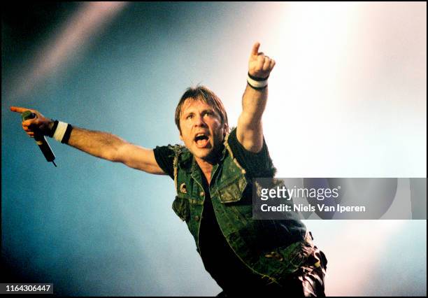 Bruce Dickinson, Iron Maiden, performing on stage, Roskilde Festival '00, Roskilde, Denmark, 29th June 2000.