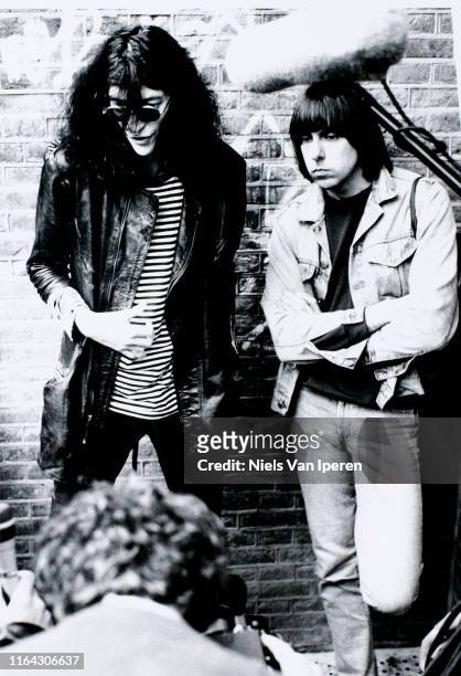 Joey and Tommy Ramone, of The Ramones, backstage, Paradiso, Amsterdam, Netherlands, 6th August 1988.