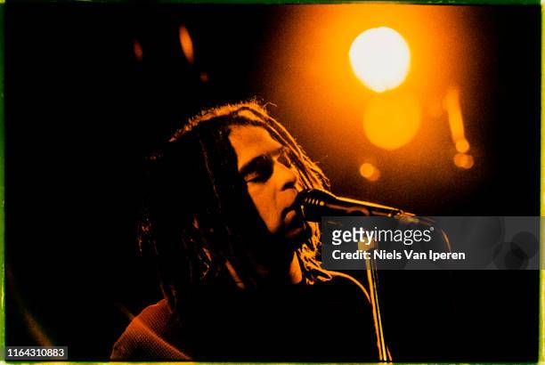 Counting Crows, performing on stage, Melkweg, Amsterdam, Netherlands, 16th April 1994.