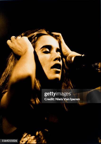 Heather Nova, performing on stage, Melkweg, Amsterdam, Netherlands, 15th December 1994.