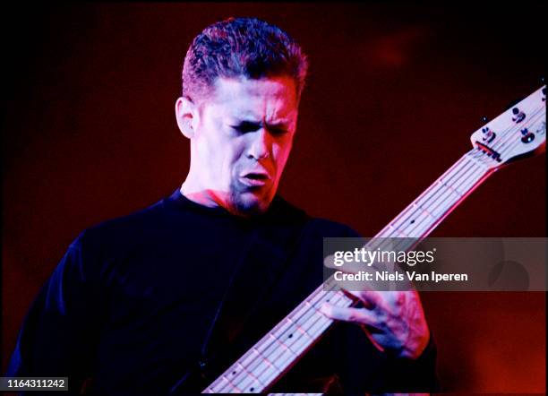 Jason Newsted, Metallica, performing on stage, Roskilde Festival, Roskilde, DK, 7th March 1999.