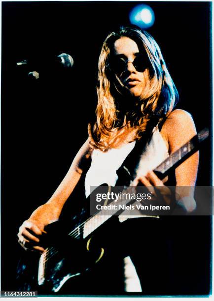 Heather Nova, performing on stage, Lowlands, Biddinghuizen, Netherlands, 30th August 1998.