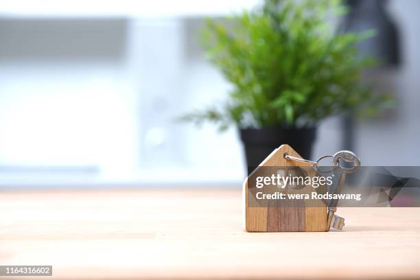 house shaped keyring - key ring stock pictures, royalty-free photos & images