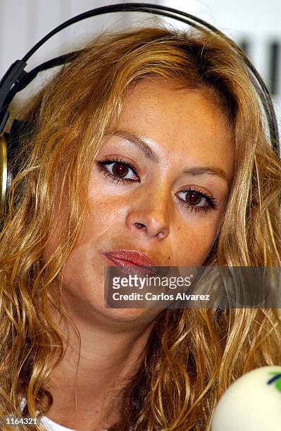 Mexican singer Paulina Rubio attends an interview at the Cadena Dial radio station to promote her new tour September 19, 2001 in Madrid, Spain.