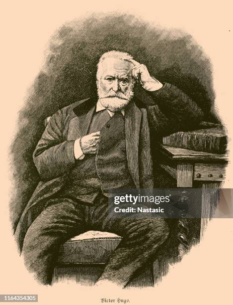 victor hugo, französischer dichter und schriftsteller - victor hugo stock-grafiken, -clipart, -cartoons und -symbole