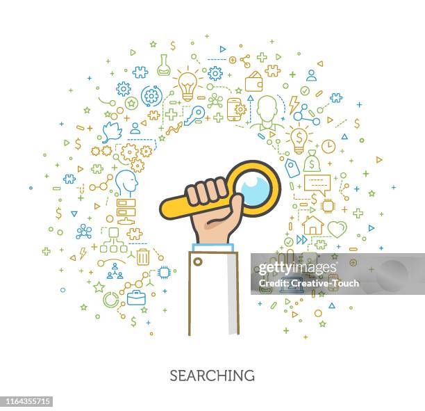 thin hands concept - searching - professionals talking outside stock illustrations