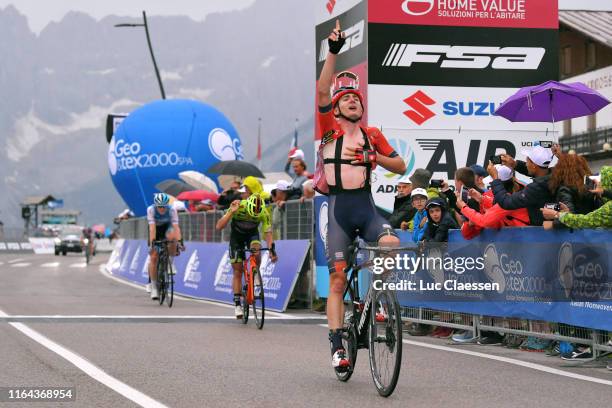 Arrival / Mark Padun of Ukraine and Team Bahrain-Merida / Celebration / Dayer Quintana of Colombia and Team Neri Sottoli–Selle Italia–KTM / Ben...