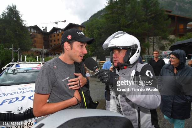 Nicolas Portal of France Sports Director Team INEOS / Thomas Voeckler of France Ex-pro Cyclist and TV commentator / Interview / Stage neutralized -...