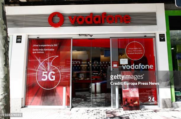 Image of Vodafone store on July 26, 2019 in Madrid, Spain.