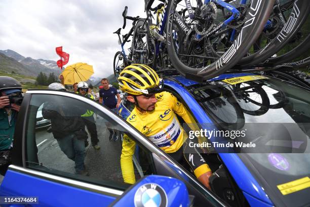 Julian Alaphilippe of France and Team Deceuninck - Quick-Step Yellow Leader Jersey / Stage neutralized - canceled due to snow and hail in the final...