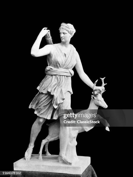 Marble Statue Of Diana Roman Goddess Of Moon Forests Animals Also Known As Greek Goddess Artemis