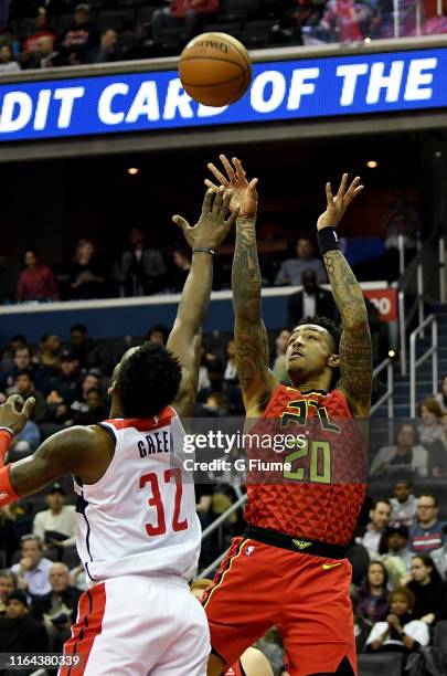 John Collins of the Atlanta Hawks shoots the ball against the Washington Wizards at Capital One Arena on February 4, 2019 in Washington, DC.