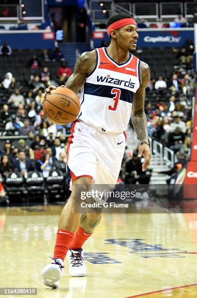 Bradley Beal of the Washington Wizards handles the ball against the Atlanta Hawks at Capital One Arena on February 4, 2019 in Washington, DC.