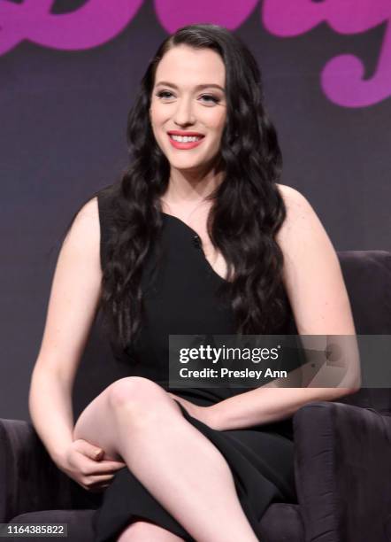 Kat Dennings speaks onstage during the Hulu 2019 Summer TCA Press Tour at The Beverly Hilton Hotel on July 26, 2019 in Beverly Hills, California.