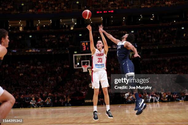 Kyle Wiltjer of Canada handles the ball against USA on August 26, 2019 at Qudos Bank Arena in Sydney, Australia. NOTE TO USER: User expressly...