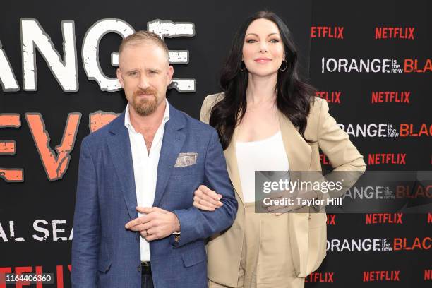 Ben Foster and Laura Prepon attend the "Orange is the New Black" final season world premiere at Alice Tully Hall, Lincoln Center on July 25, 2019 in...