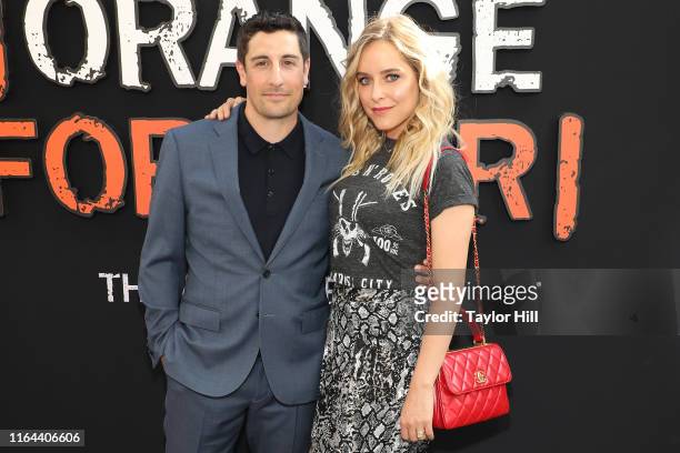 Jason Biggs and Jenny Mollen attend the "Orange is the New Black" final season world premiere at Alice Tully Hall, Lincoln Center on July 25, 2019 in...