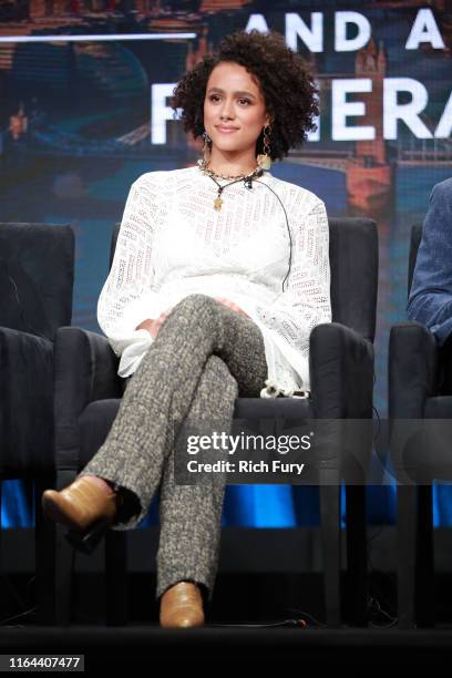 Nathalie Emmanuel of 'Four Weddings and a Funeral' speaks onstage during the Hulu segment of the Summer 2019 Television Critics Association Press...