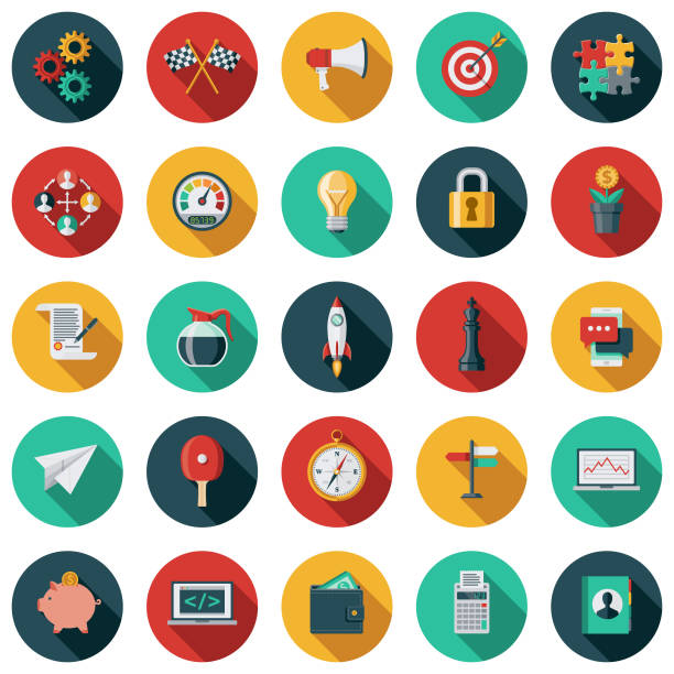 startup icon set - color image stock illustrations