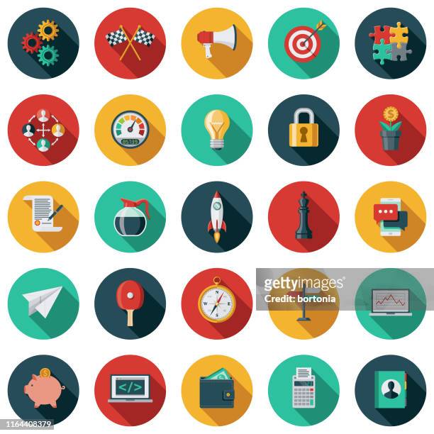 startup icon set - color image stock illustrations