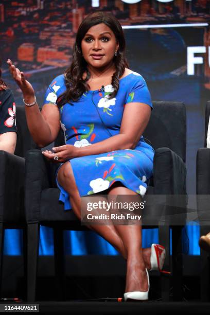 Mindy Kaling of 'Four Weddings and a Funeral' speaks onstage during the Hulu segment of the Summer 2019 Television Critics Association Press Tour at...