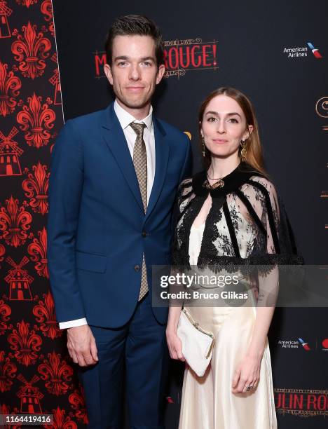 John Mulaney and Annamarie Tendler pose at the opening night party for the new musical based on the film "Moulin Rouge! The Musical" on Broadway at...