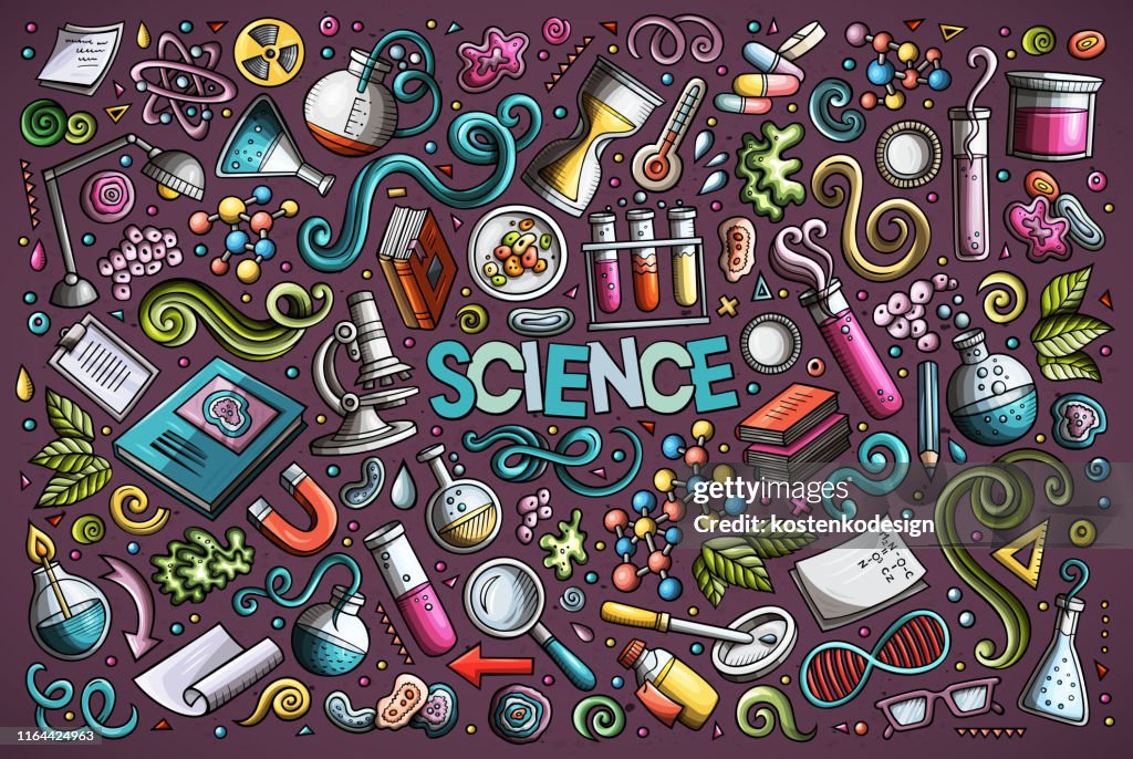 Vector Cartoon Set Of Science Theme Objects And Symbols High-Res Vector ...