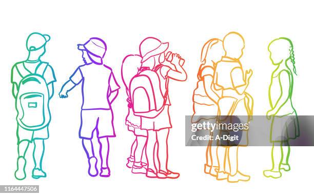 back to school kindergarten rainbow - sun hat white background stock illustrations