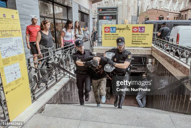 Mossos and National Police identify 70 repeat pickpockets in the subway in just two hours, on 27 August 2019 in Barcelona, Spain.